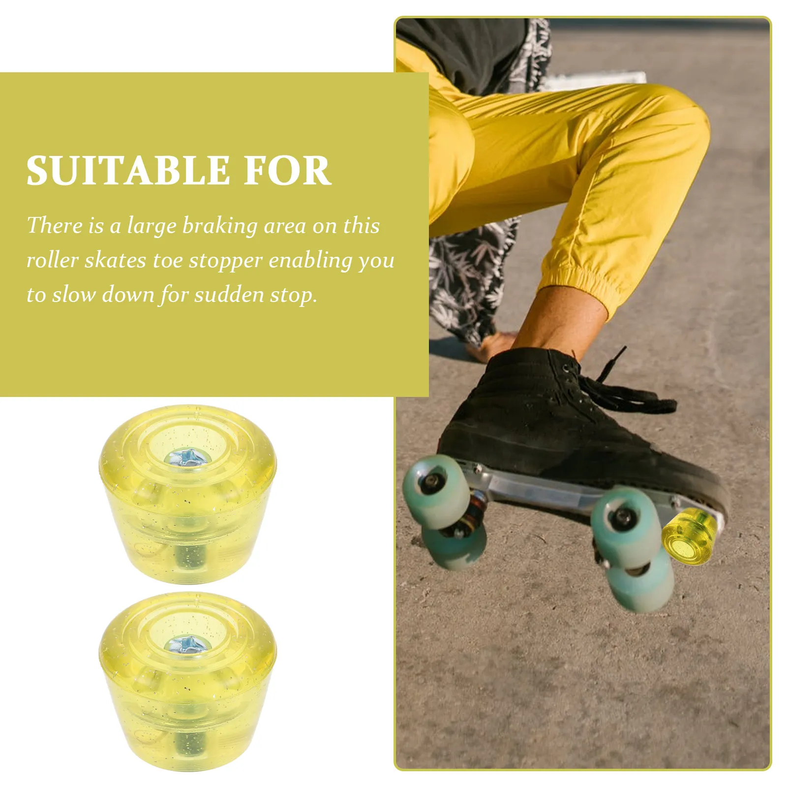 

1Set Roller Skates Toe Stopper Lightweight Wear-Resistant PU Brake Cushion Adjustable Skates Braking Pad for Training
