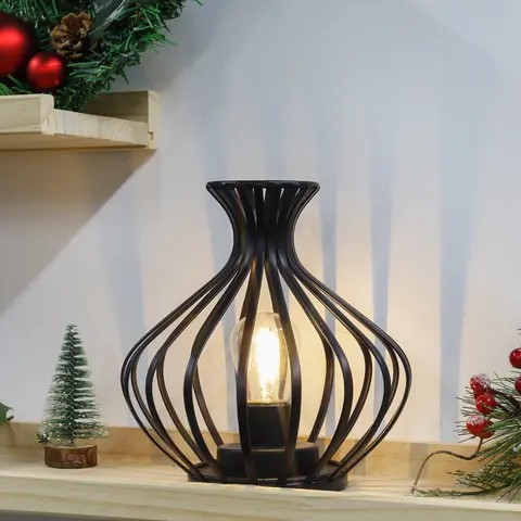 काला टेबल लैंप आधुनिक शैली बैटरी चालित लैंप एलईडी लालटेन सजावटी बेडसाइड लैंप लिविंग रूम शादी पार्टी घर की सजावट के लिए 8 best sales काला टेबल लैंप - №5