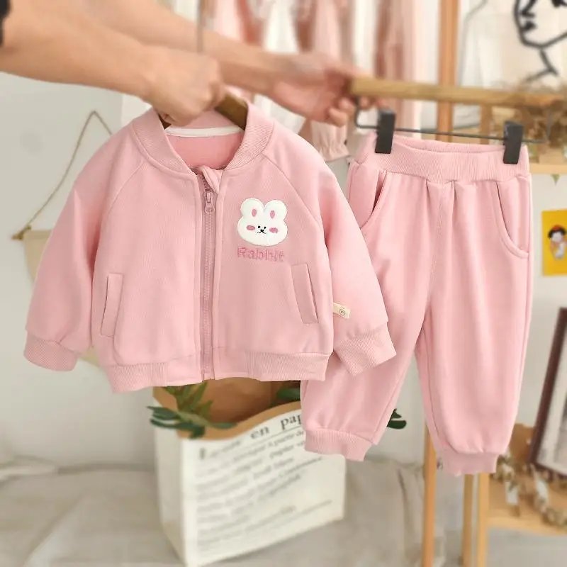 

80-130cm Baby girl set Spring and Autumn new children's sportswear casual jacket+pants 2PCS