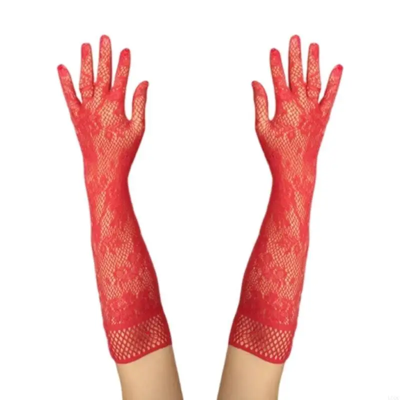 

Elegant Breathable Lace Gloves For Women Soft Stretchable Nylon Arm Sleeves for Formal Event Evening Party Dresses Y166