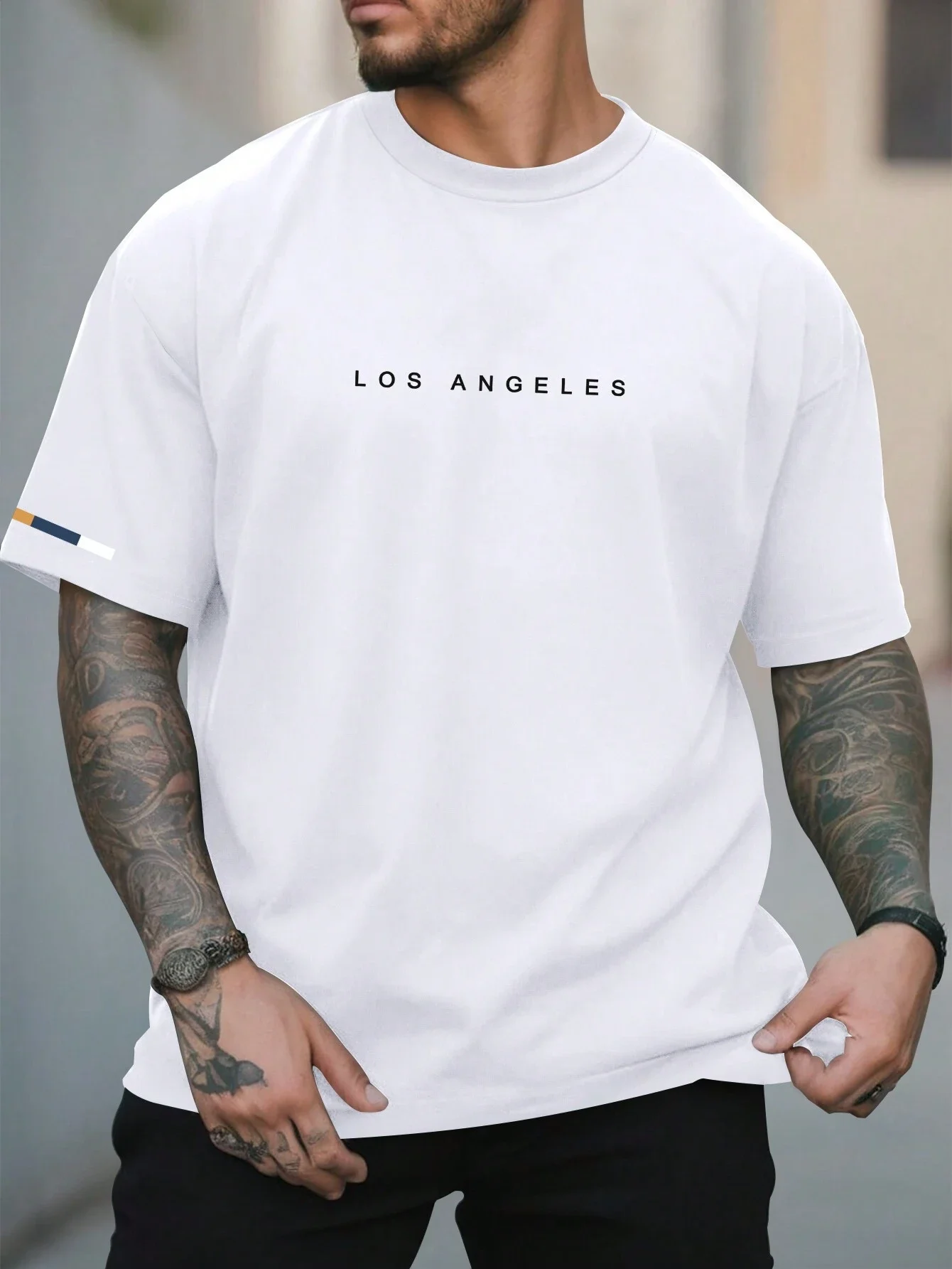 

[100% Cotton Summer Street Tee] Men's Summer Short-Sleeve Casual T-Shirt With Letter Print