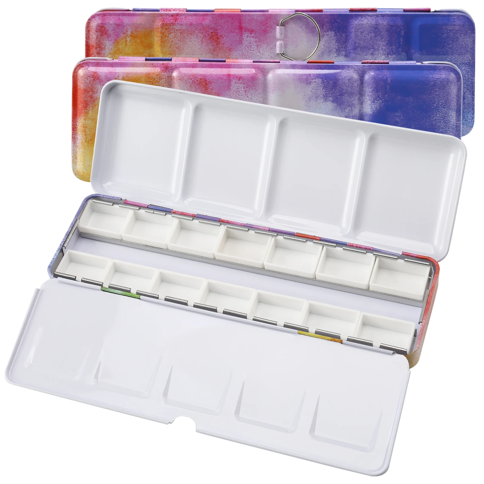 Lata De Paleta De Aquarela, Bandeja De Pintura, Panelas Vazias Completas, Resistente, Viagem, 14Pcs