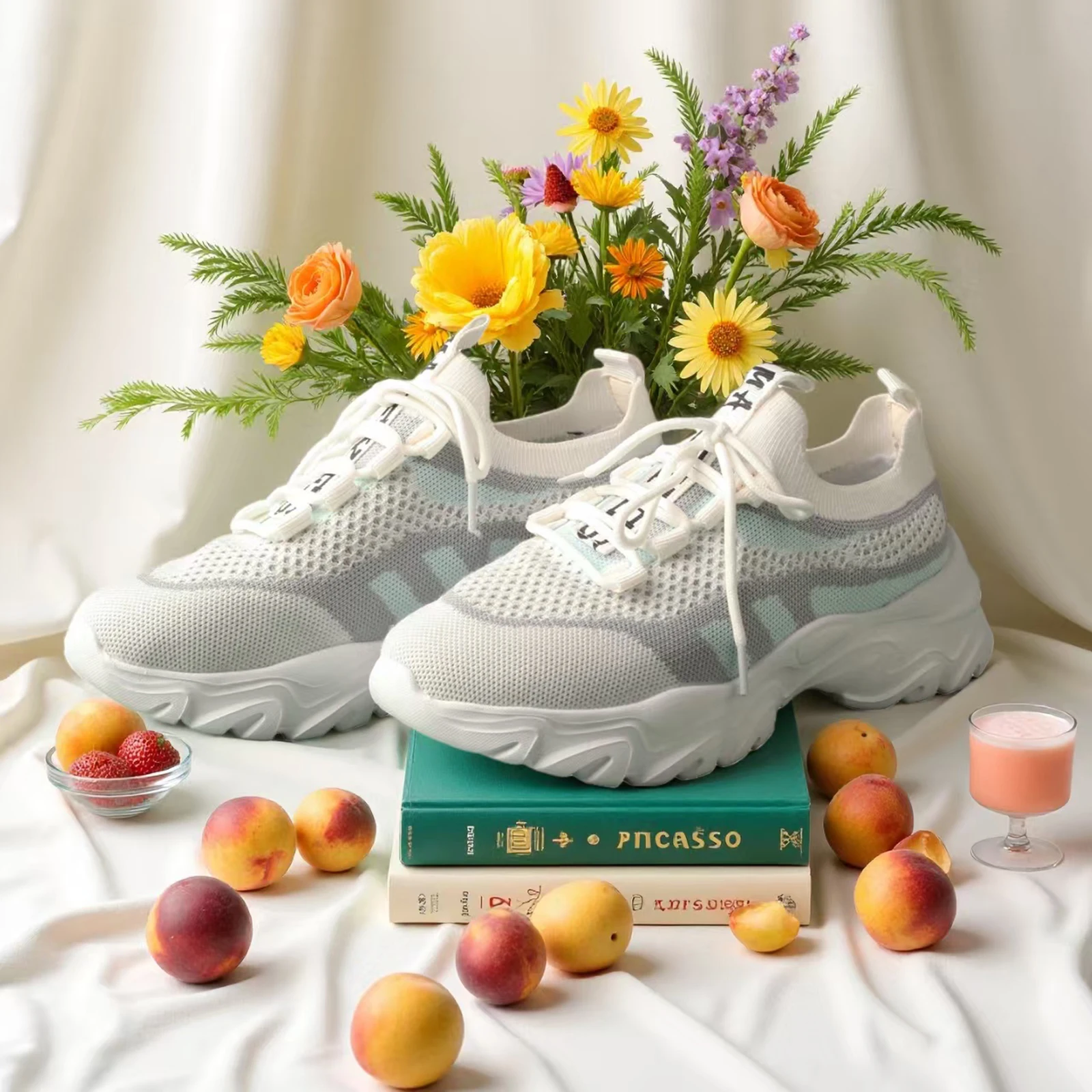 TMA EYES Frühling Herbst Lässige einfache atmungsaktive Schnür-Damen-Mesh-Schuhe – Detail 1