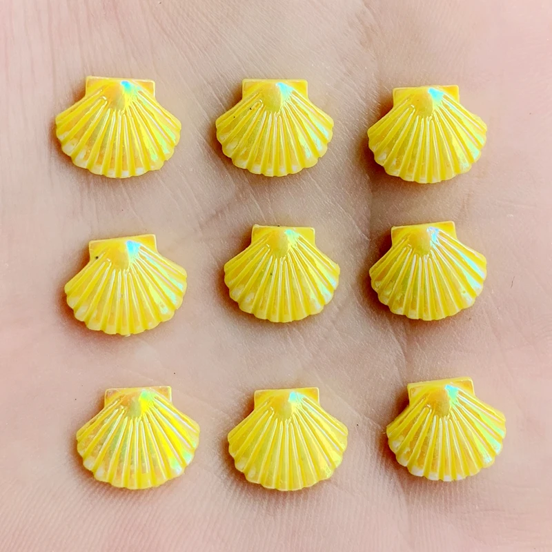 Shell Shape Resin Rhinestone Flat Back Crystals Rhinestones Stones DIY Wedding Decoration 40pcs 10*12mm -HE13