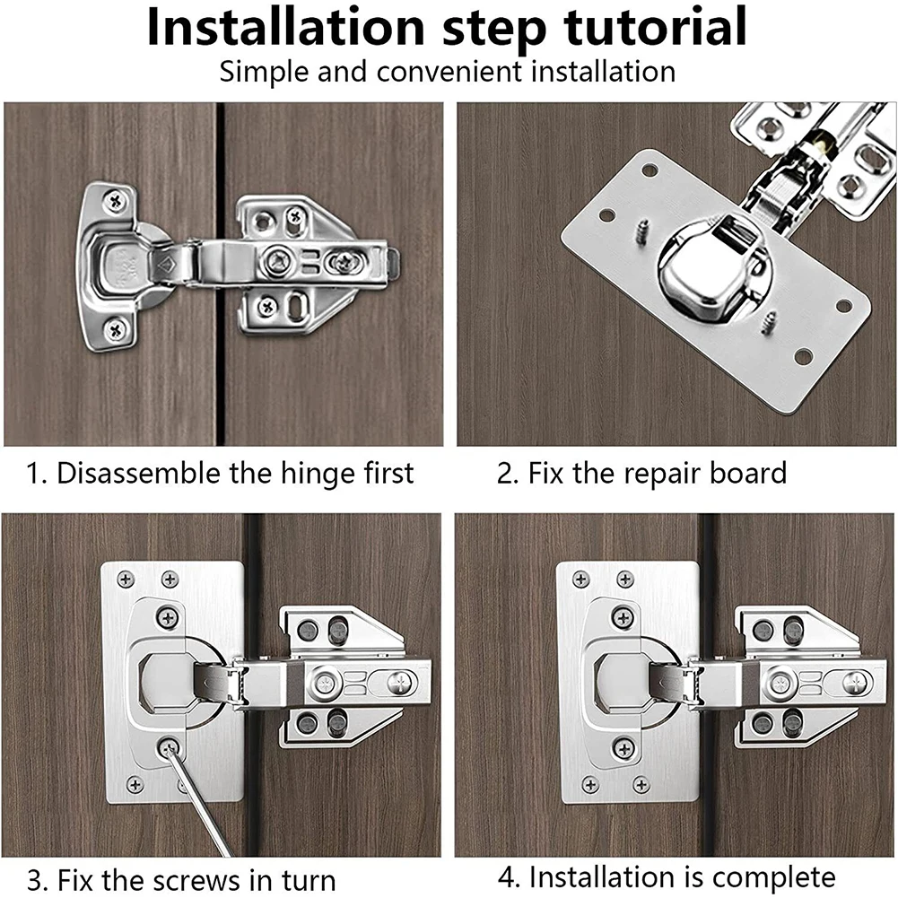 

10 Pair Stainless Steel Hinge Repair Plates with Screws for Fixing Kitchen Cabinets Cupboards Doors and Drawers