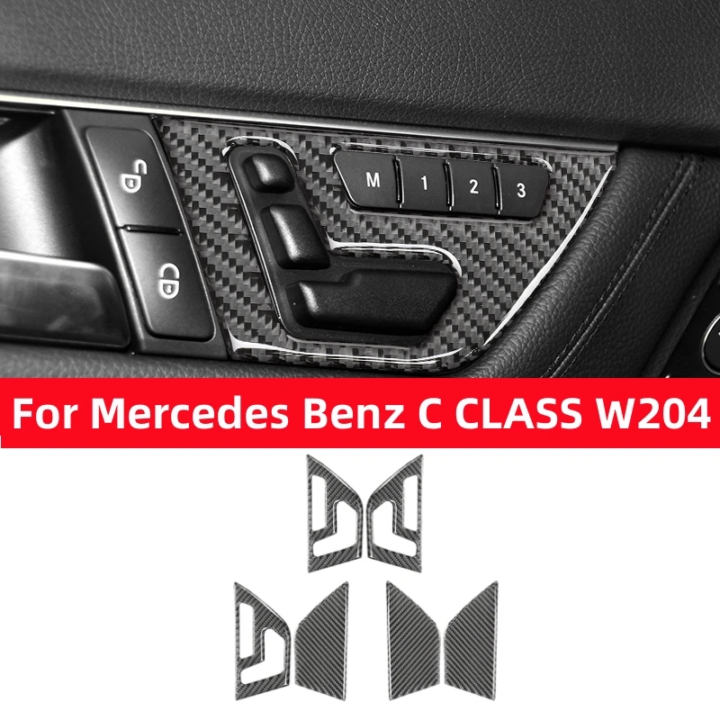 

For Mercedes Benz C Class W204 2007-2013 Car Seat Adjustment Button Knob Switch Decor Cover Trim Carbon Fiber Auto Accessories