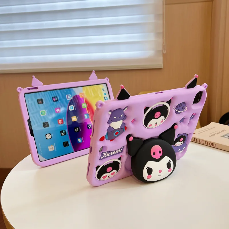 Cartoon 3D Kuromi Bracket Tablet Case For Xiaomi Pad 6 5 Pro 2023 11in Case For Redmi Pad SE 11 inch Silicone Protective Cover