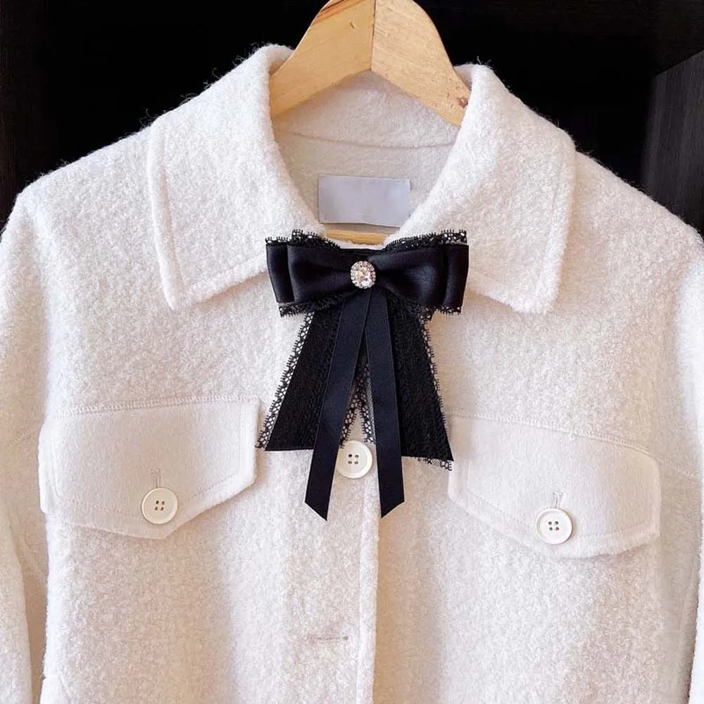 

Галстук с темпераментным дизайном: стразы, жемчуг, черные кисточки, ручная вышивка, кружево, геометрическая брошь, украшение для рубашки, для студентов