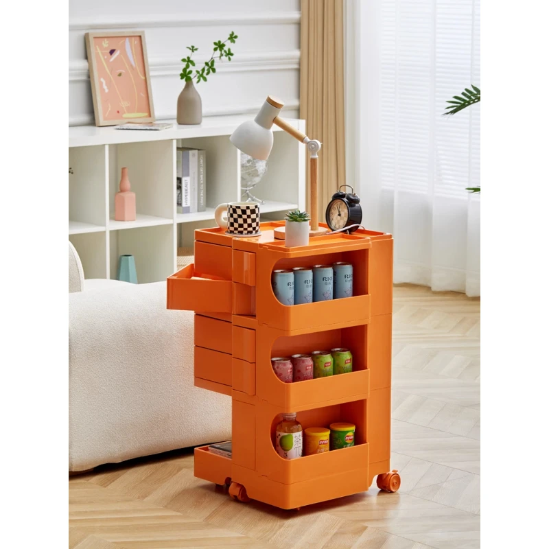 

Movable and rotatable multi-functional storage rack, small trolley-style storage rack, bedside cosmetic storage cabinet