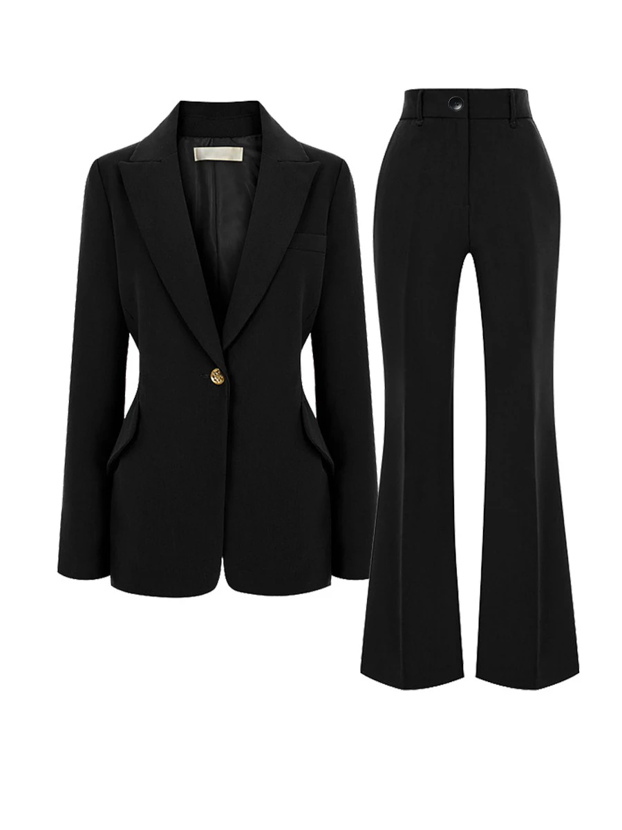 E Preto Emaecedor Conjunto F de Moda com Cintura Ajustada 2025 Novo Estilo de Outono Versátil Qualidade Artes...
