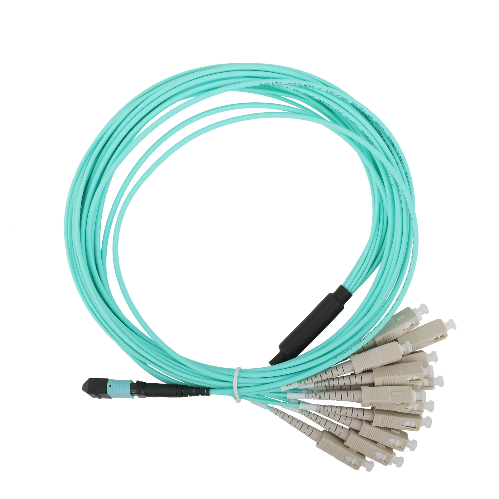 10G متعدد الأوضاع 12-Core MPO/PC إلى 12SC OM3 كابل تمديد الألياف 1M/3M/5M/10M/15M/20M سلك تصحيح الألياف البصرية