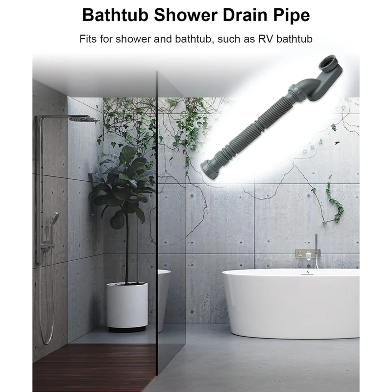 Low Profile 1 1/2 P Trap Flexible Bathtub Shower Drain Pipe Flat P Trap Free Standing Tub Drain For Bath Bathtub Drain