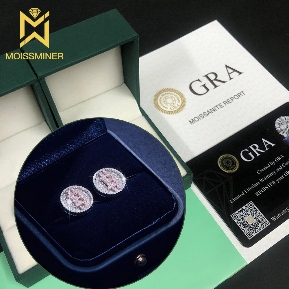 

Bling Bitcoin Moissanite Earrings For Women S925 Silver Ear Studs Real Diamond Jewelry Pass Tester With GRA Free Shipping