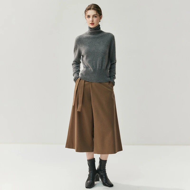 

New Women's 100% Cashmere Sweater High Neck Long Sleeve Pullover Spring Autumn Winter Soft Warm Goat Cashmere Knitwear Tops