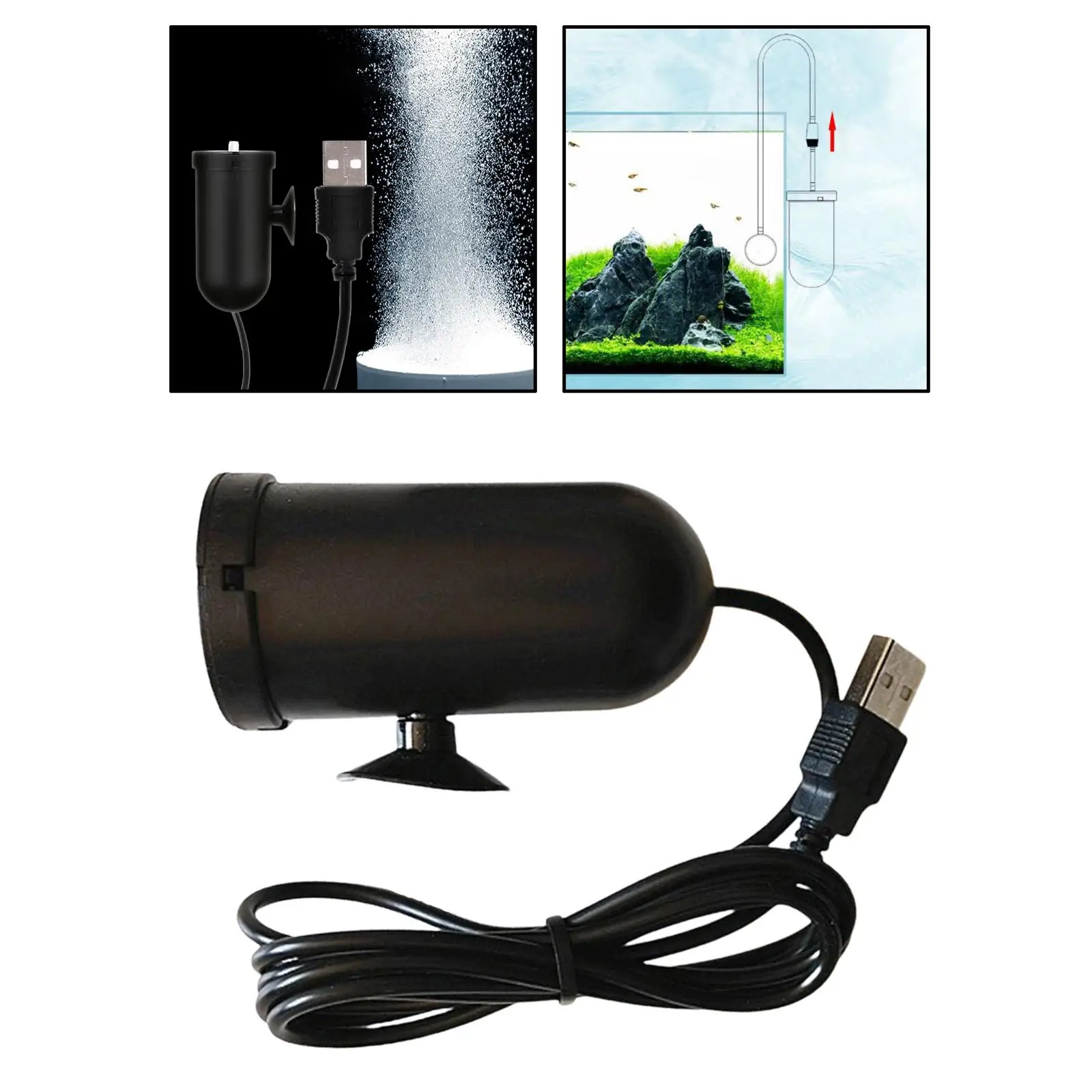 Small Pump with Suction Cup Efficient Silent Compressor Tool for Fish &