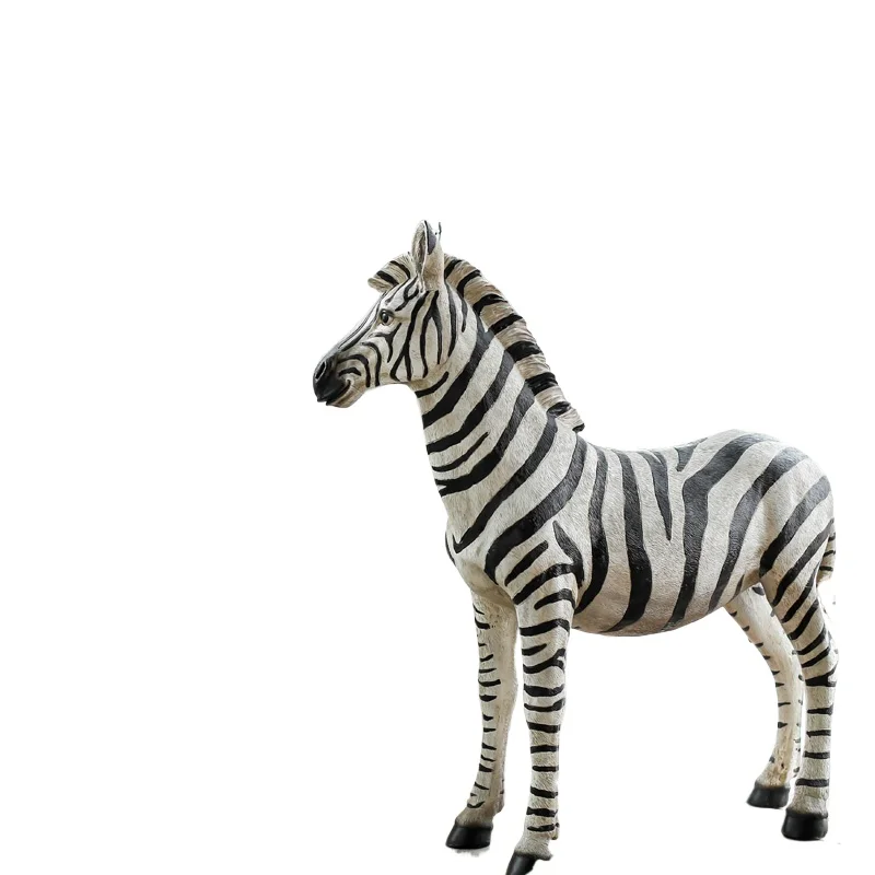 Simulation giraffe zebra, large living room floor creative resin home decoration large ornament