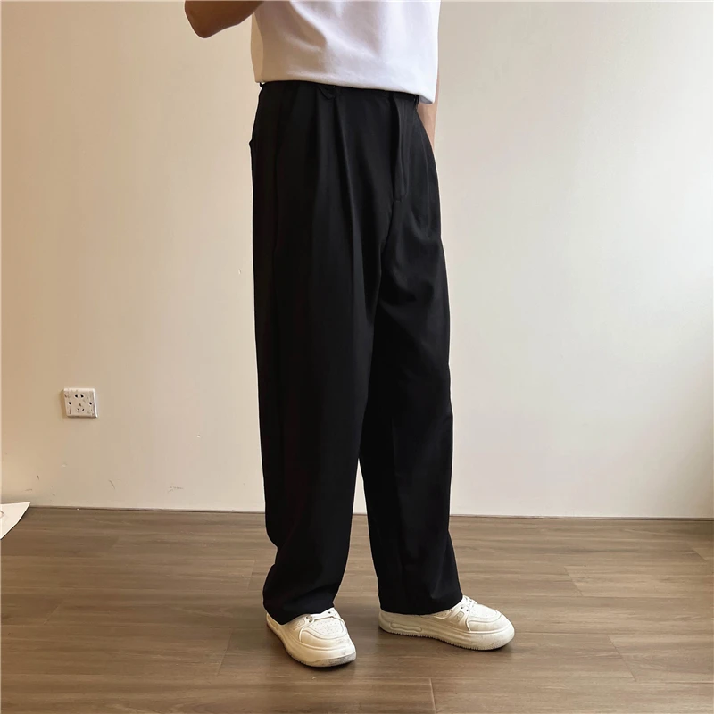 Black Khaki Suit Pants Men Slim fit Fashion Social Mens Dress Pants Korean Straight Wide Leg Pants Mens Office Formal Trousers