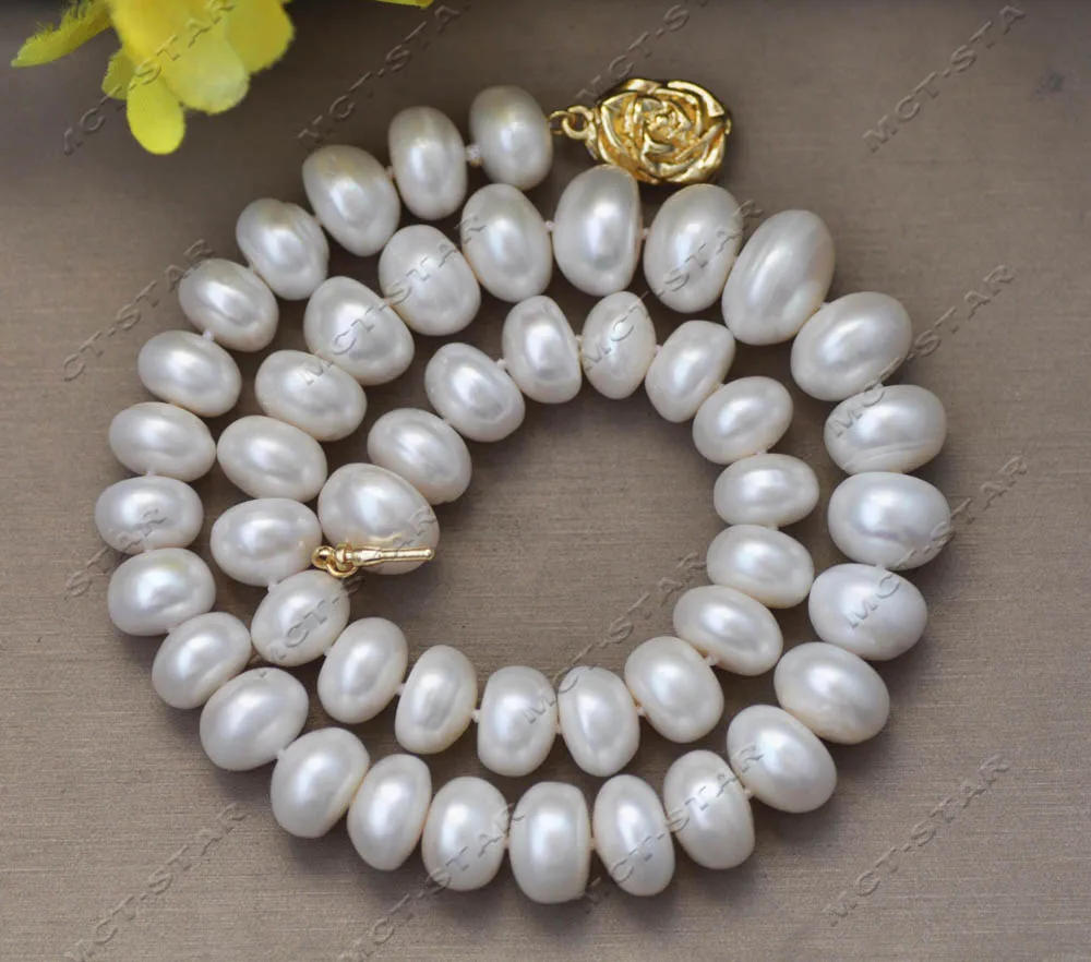 

MTC·STAR Z13245 18'' 16mm White Rondelle Freshwater Pearl Necklace Custom Jewelry