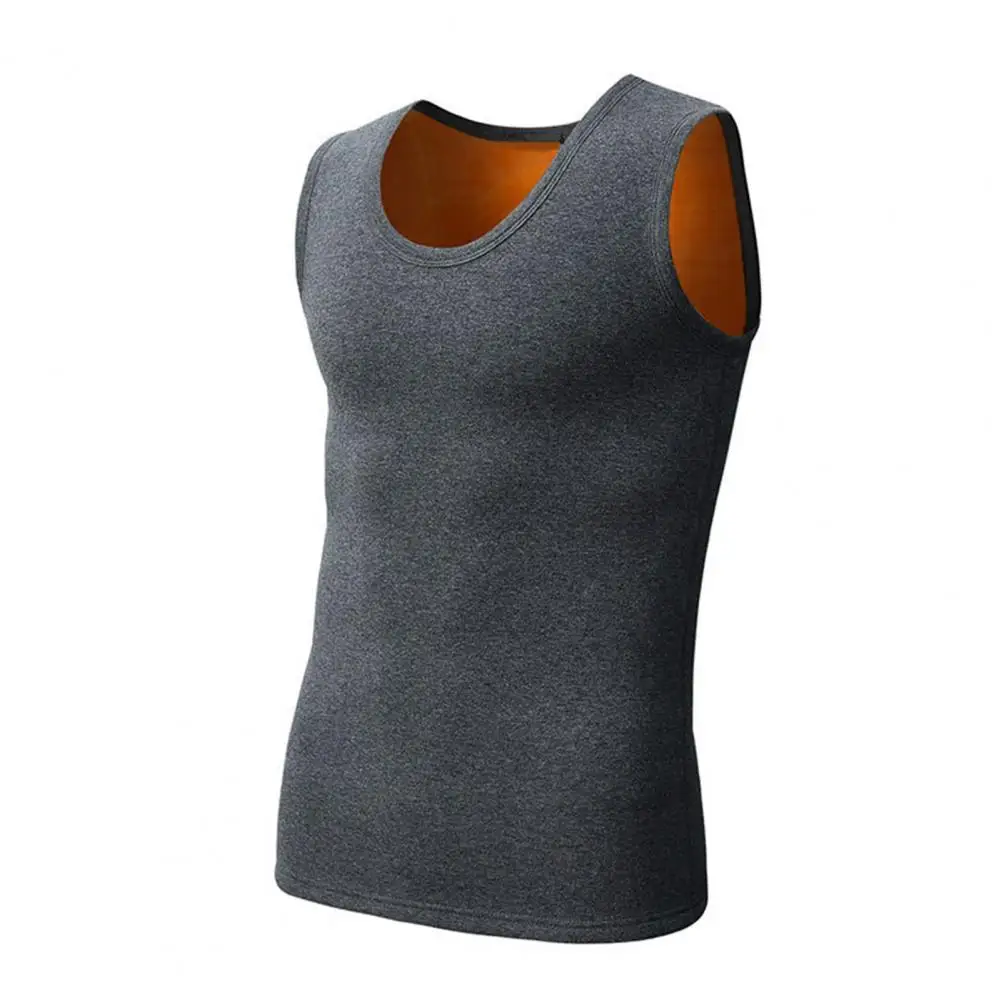 Base Shirt Men Sleeveless Solid Color Warm Double Sided Plush Men Underwaist for Winter Tops Men Clothing Black xxxl