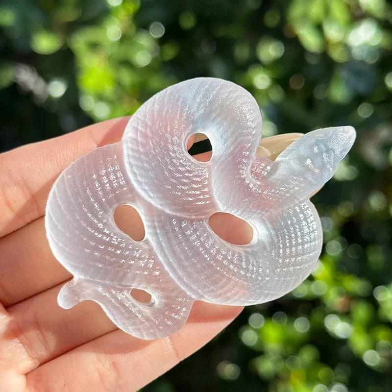 1PC Natural Selenite Snake Crystal Hand Carved Snake Experience Soothing Reik Energy Crystal Ore Ornaments Figurine Craft Decor