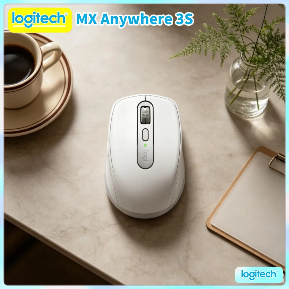 Compact Logitech MX Anywhere 3S Mouse - 8K DPI Darkfield, Hyper-Scroll, Silent Click, Office For Daily Task