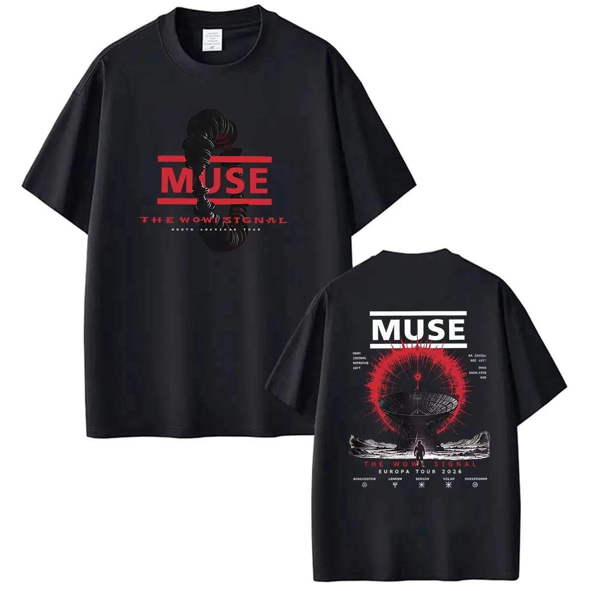 2026 Men's Space Exploration Graphic T Shirt Double Sided Print Casual O-neck Short Sleeve Music Tee Tops