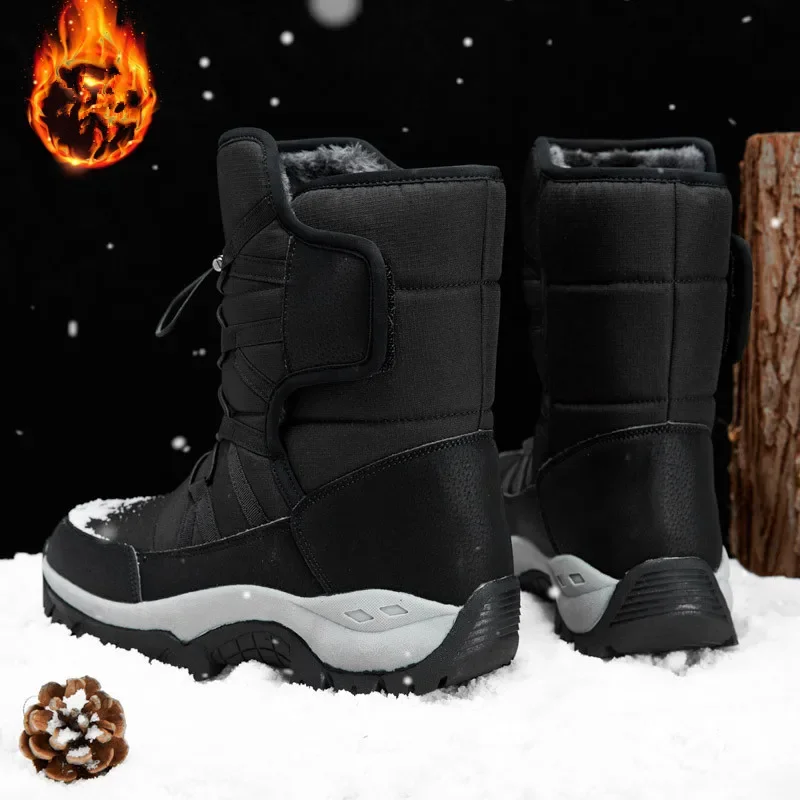 Bottes de neige coordonnantes en peluche pour hommes, bottes de rinçage, chaussures de travail, haut, chaud, décontracté, extérieur, couple, hiver, nouveau