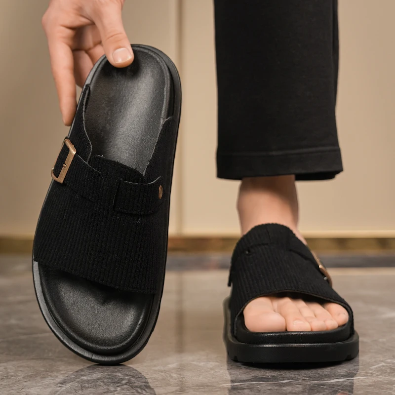 2026 Zuecos de Corcho para Hombre y Mujer, Sandalias Ajustables con Empeine Abierto y Plantilla Confortable, Calzado de Casa para Interiores