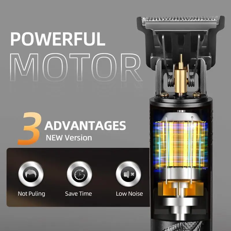 KIKIDO Hair Cutting Machine Professional Cordless Clipper Hair Rechargeable Portable Fashion 1.5/2/3/4Mm Trimmer for Man ﻿T9-1