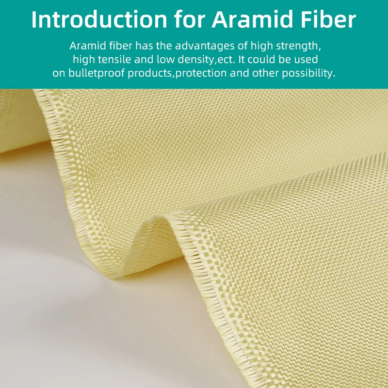 Aramid Fiber Cloth Plain Weave Fabric 240gsm 0.24 Thickness Yellow Cloth  High Strength