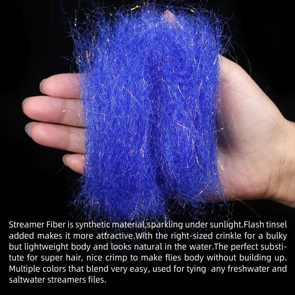 2 Packungen Gekräuseltes Slinky Fiber Flash Streamer Material zum Fliegenbinden für Minnow Streamer Fliegen, Forellen-, Barsch- und Hechtangelköder – Detail 4