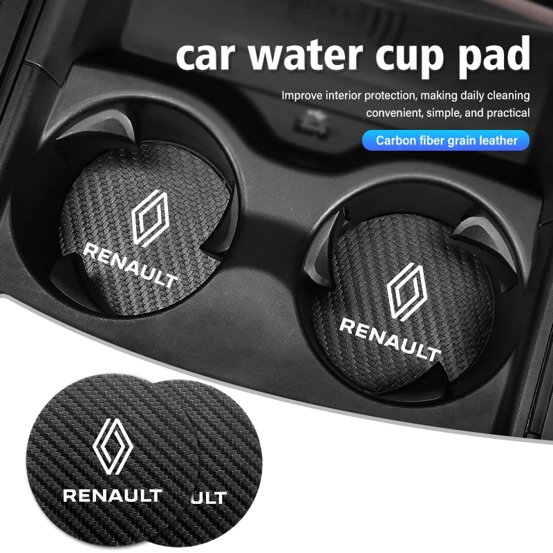 2pcs Car Water Cup Holder Mat Anti Slip Insert Coasters Pads For Renaul Koleos Kadjar Scenic Megane 4 2 3 Trafic Logan