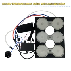 Car seat massage equipment with small circular switch controls 6 massage points