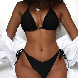 Conjunto biquíni micro tanga para mulheres, roupa de banho push-up feminina, vestido de praia, maiô, roupas de corda, 2 peças sexy, 2022