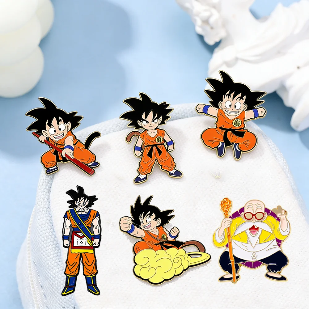 6 Stück Anime Dragon Ball Son Goku Emaille-Broschen, Cartoon Vegeta, Piccolo, Master Roshi, Krillin Anstecknadeln für Fans als Geschenk – Detail 4