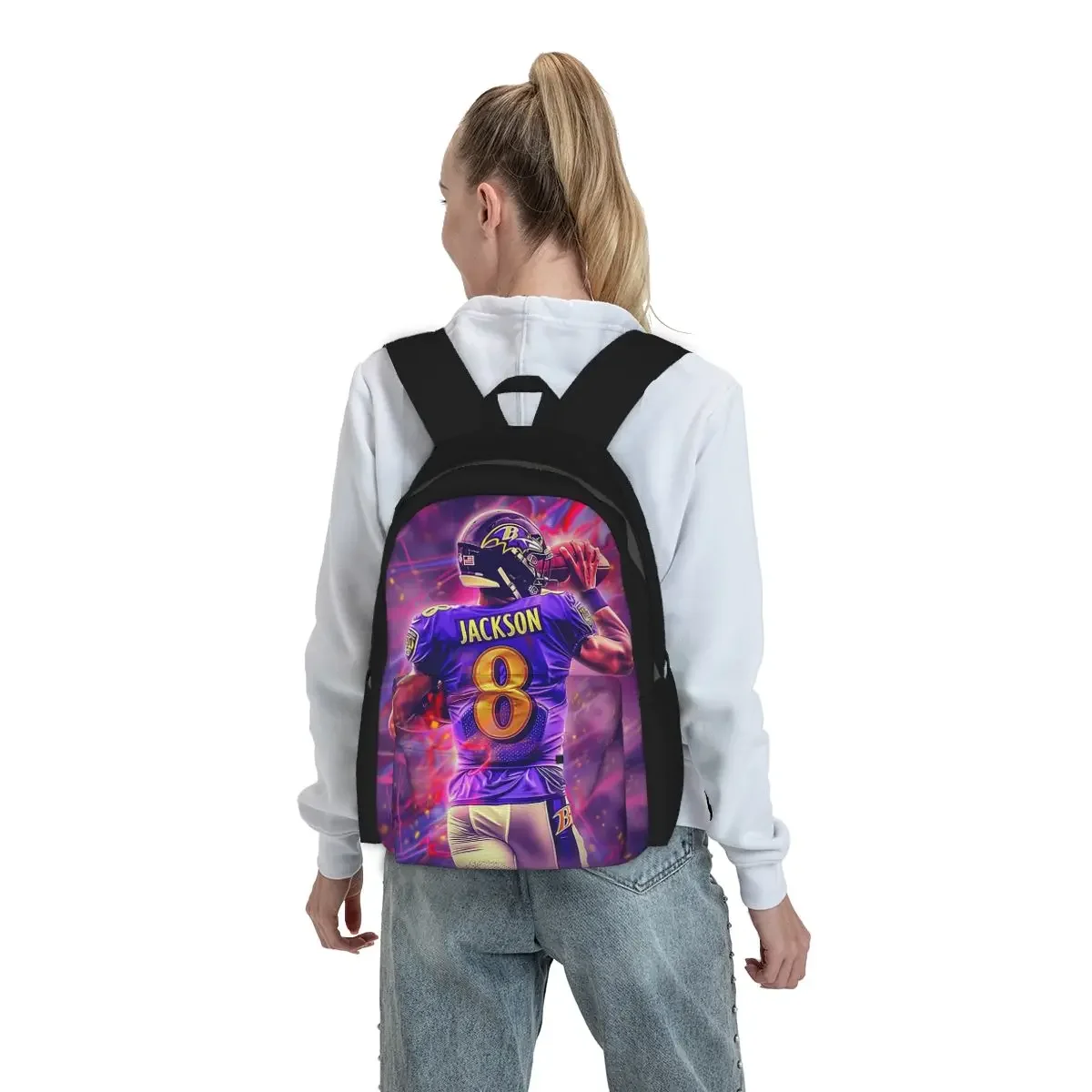 

Lamar Jackson Backpack Student BookBag Children School Bag Computer Shoulder Bags for Men Women