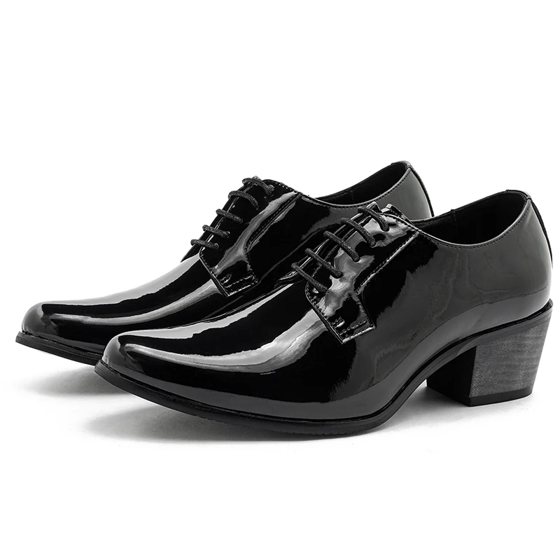 Pointed High Heel Leather Shoes For Men In British Business And Casual Heightened Wedding Shoes Korean Style Shiny Hairstylist