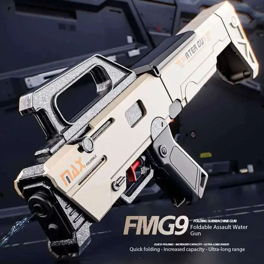 HOT NewFMG9 Folding Submachine Water Gun With Manual Continuous Firing Ultra Long Range Large Capacity Water Play Toys Water Gun