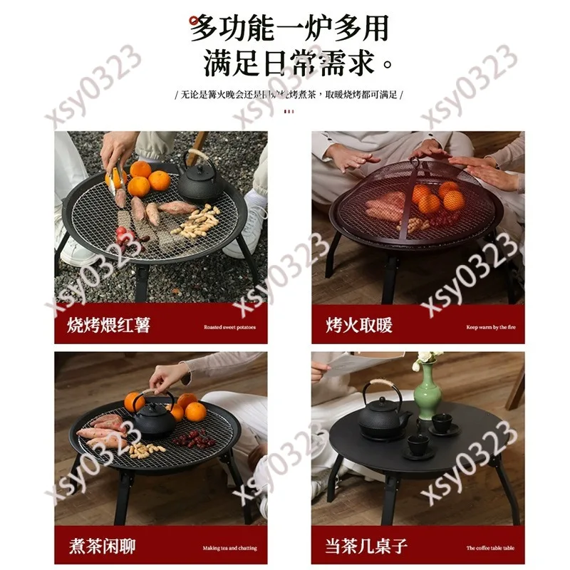 Large Indoor Outdoor Tea Roasting Stove Set Charcoal Wood Burning BBQ Table For Winter Courtyard Gathering