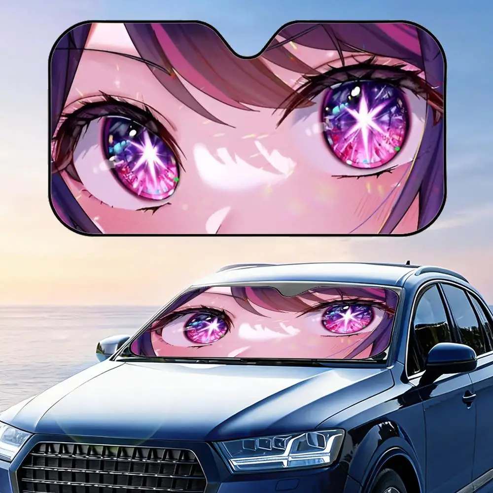 Anime O-Oshi No Ko Eye Sun Visor Reusable Aluminum Foil Car Sunshade UV Protection Heat Insulation Windshield Cover