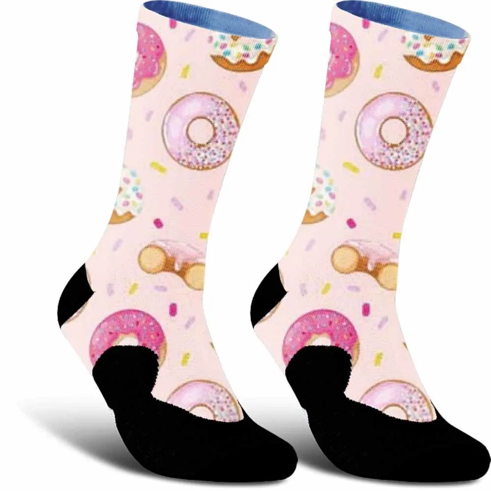 Delicious donut patterned sports cycling socks, unisex, durable, suitable for outdoor enthusiasts and more people