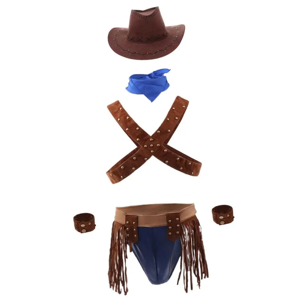 Uniforme de vaquero para hombre, ropa interior de Cosplay, disfraz elegante, traje de dos piezas