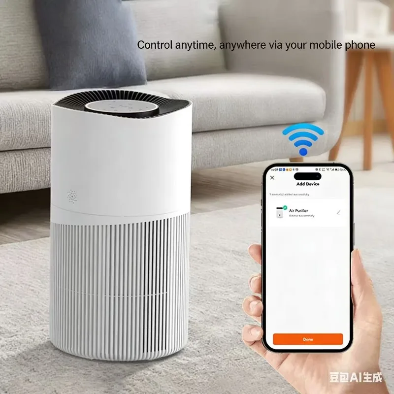Air Purifier Smoke Odor Negative Ion Generator with APP Control for Home Allergies Pet Hair HEPA Filter Efficient Purifying Air
