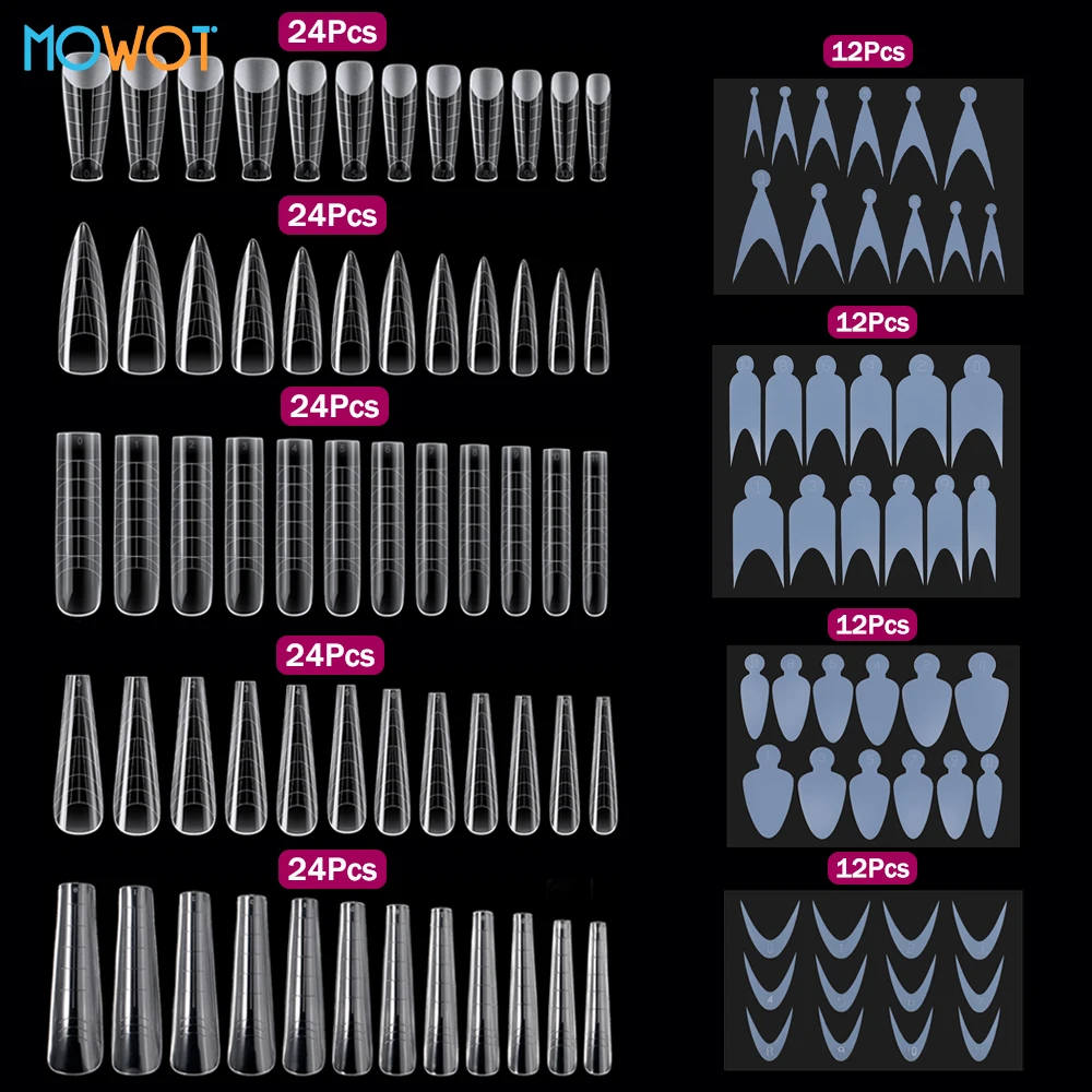 

MOWOT 168pcs Duet System Dual Form Nail Mold Set with Nail Silicone Stickers for French Manicure Extension Quick Building Molds