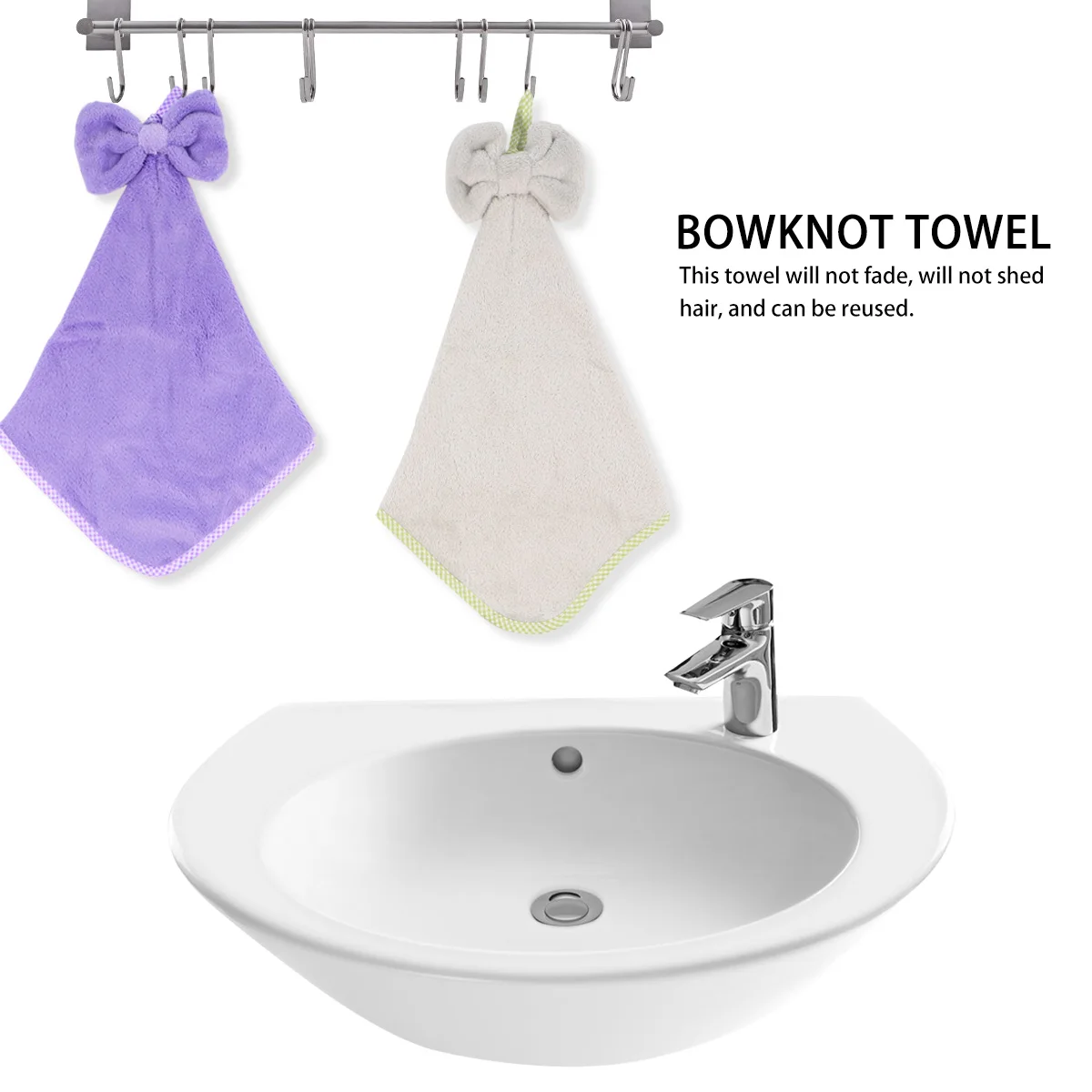 

4pcs Quick-Drying Coral Fleece Hand Towels For Kids With Bowknot, Portable Absorbent Towel Set For Travel Hotel Household Use 4