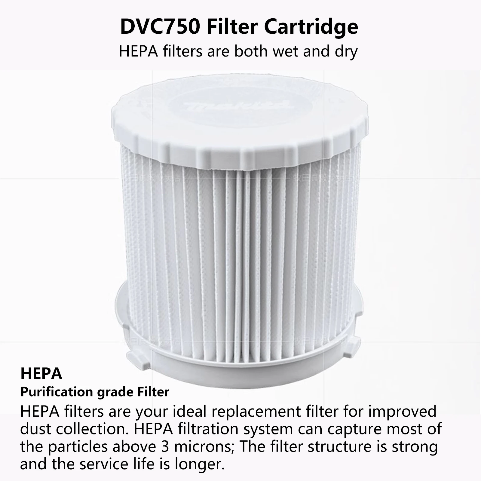 Imagem -02 - Filtro Makita-hepa para Aspirador Industrial Peças de Cartucho de Filtro para Uso Doméstico Filtro de Grau sem Escova Dvc750 Novo