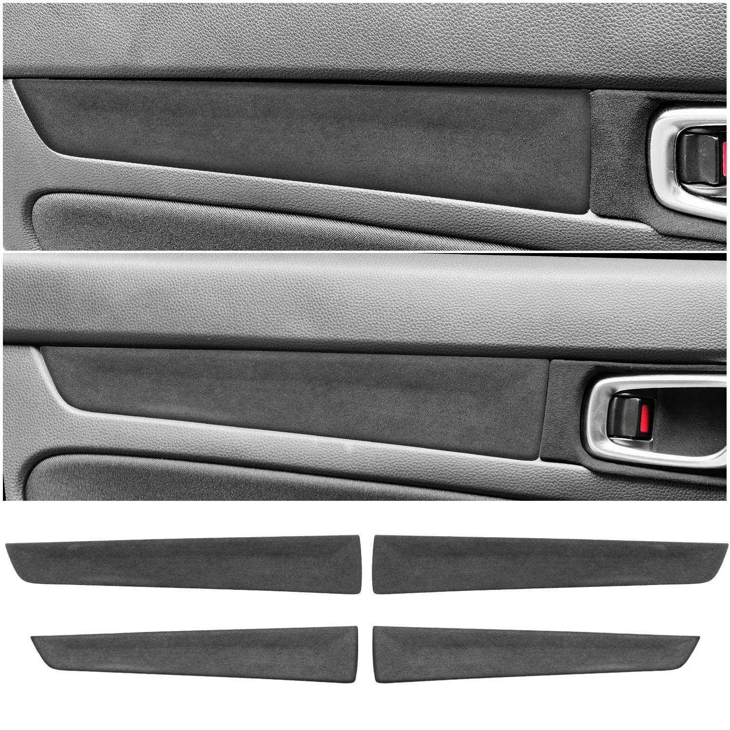 4PCS Italian Suede Inner Door Line Decorative Trim Cover Fit for HONDA CIVIC 11th 2022 2023 2024 Car Styling