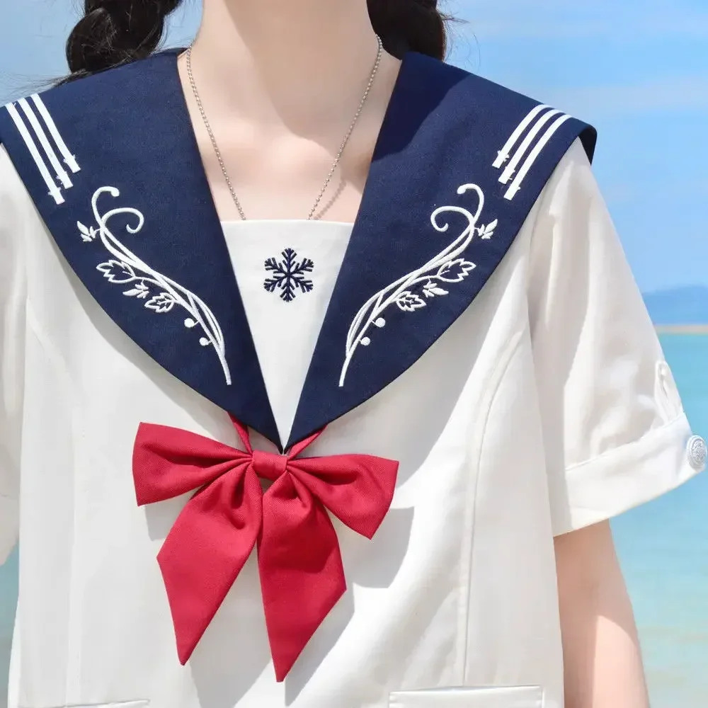 Uniformes escolares japoneses estilo anime para mulheres, marinho e branco, ternos de marinheiro, saia plissada, traje bonito, meninas doces, COS, nova chegada