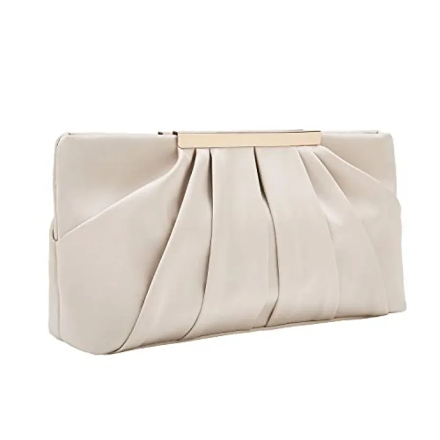 

Clutch Evening Bag Elegant Pleated Satin Formal Handbag Simple Classy Purse for Women