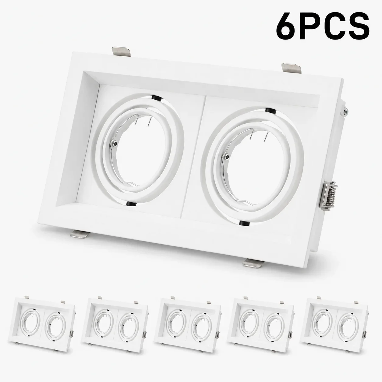 JOYINLED 6 Pack Square Adjustable GU10 MR16 Recessed Spotlight Frame White Black Downlight Trim Ceiling Light Holder Fixture